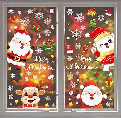 9 Leaves of Christmas window stickers Christmas tree Christmas tree reindeer snowflake Santa Claus Christmas stickers Winter glass glass decor Christmas (3).. DIAYTAR NIGERIA: Your partner in affordable online shopping with reliable 5-8 day shipping nationwide.