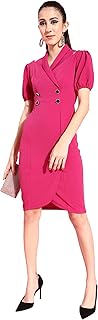 United Dress with puffy sleeves, double buttoning, knee length, for women (MOAW21D13-38-145).. Your digital shopping destination, DIAYTAR NIGERIA combines variety with affordability and quick delivery.