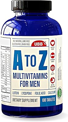 Multi -purpose supplement of vitamins A to Z for men - 3 -month supply - Vitamins A C D E K B1 B2 B6 B12 Magnesium Calcium Biotin Potassium Zinc - Antioxidants for heart and immune health (100 units).. Looking for a deal? DIAYTAR Nigeria has thousands waiting for you.