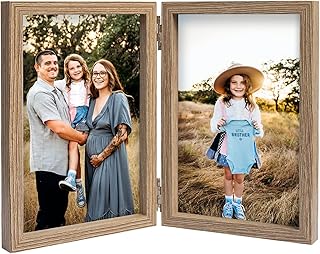 Foldable Double Foldable Photo Frame 5x7 with front glass frame in vertical glass on desk, wood grain.. DIAYTAR NIGERIA: Where shopping dreams become reality with affordable prices and prompt shipping.
