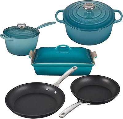 Complete kitchen battery all use in enameled cast iron the corset with stainless steel handles, sustainable professional non -stick stove - Caribbean.. Discover the perfect shopping balance at DIAYTAR NIGERIA with competitive prices and prompt delivery.