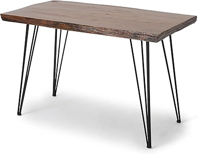 Christopher Knight Home Rectangular Dining Table Aneisa with false edges in black, natural.. DIAYTAR NIGERIA: Where every shopping need is met with affordable prices and timely delivery.