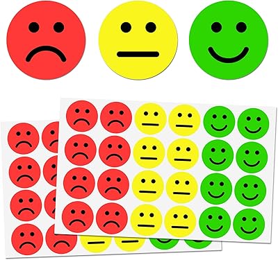 1 "Happy/sad smiling facial behavior stickers - (red/yellow/green), pack of 1200.. DIAYTAR NIGERIA: Redefining e-commerce with affordable prices and reliable nationwide shipping.