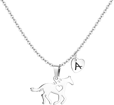 High steel name pendant collar in heart -shaped stainless steel, Exquisite horse -shaped necklace, Gift jewelry collar for women, girls and lovers of horses.. Your budget-friendly online marketplace, DIAYTAR NIGERIA delivers a world of products in just 5-8 days.