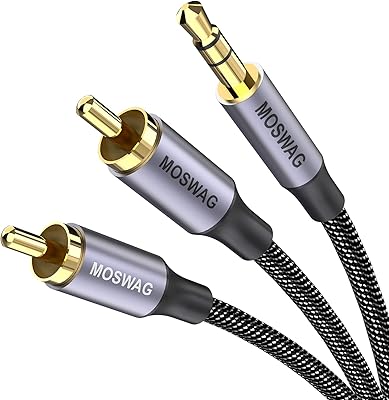 Moswag RCA cable 3 feet/1 m, 3.5 mm male to 2rca male Male Double shield Double shield gold plated in nylon braided at RCA y Coaxial cable for smartphones, mp3, tablets, speakers, hdtv.. Discover endless possibilities with DIAYTAR NIGERIA's comprehensive catalog and reliable delivery service.