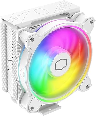 Cooler Master Hyper 212 Halo White CPU air cooler, MF120 Halo2 fan, double argb loop, upper aluminum cover, 4 copper caps, 154 mm (H) for AMD Ryzen AM5/AM4, Intel LGA1700/1200 (RR- S4WW-20PA-20).. Nigeria’s trusted store online — DIAYTAR Nigeria never disappoints.