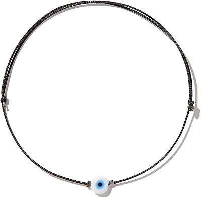 Ankle bracelet against the evil eye with black cord for the protection of the kabbalah, hand adjustable for women, men, girls and adolescents, one size, glass, evil eye.. Nigeria’s trusted store online — DIAYTAR Nigeria never disappoints.