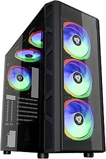 Apevia GD-PRO-BK Guardian Mid Tower game housing with 2 tempered glass panels, 2 locations for vertical graphics cards, USB3.0/USB2.0/USB2.0/6 x RGB fans, black tempered plastic frame.. Shop with confidence on DIAYTAR Nigeria — quality products and timely delivery.