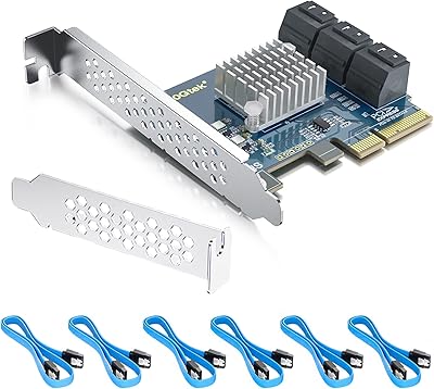 SATA PCIE 10GTEK 6 Ports card with 6 SATA cables and Low profile support, PCI Express SATA3.0 6 Gbit/s controller, X2, support of 6 SATA 3.0 devices.. DIAYTAR NIGERIA: Your trusted e-commerce partner with extensive product choices and affordable delivery.