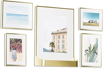 Set of 5 Umbra Matinee Gallery photo frames, 4x6 size, 5x7, 8x10, uni, matt brass.. Shopping made simple with DIAYTAR NIGERIA's vast selection and budget-friendly nationwide delivery.