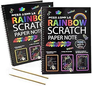 Dreamslink Great Black Magic drawing plates with art books in rainbow colors for children aged 3 to 11 years for girls and boys (2 color notebooks).. DIAYTAR NIGERIA: Where every purchase is affordable and delivery is always within a week.