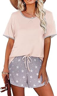 Ekouaer Payjaman set for short sleeves with soft tile pants, two -room night clothes with pockets.. Your shopping journey simplified with DIAYTAR NIGERIA's vast selection and budget-friendly shipping.