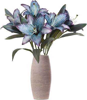 Blue artificial lily flowers ibobo 5 pieces in vintage silk flowers for decoration.. Shop confidently with DIAYTAR NIGERIA's vast product range and budget-friendly nationwide shipping.