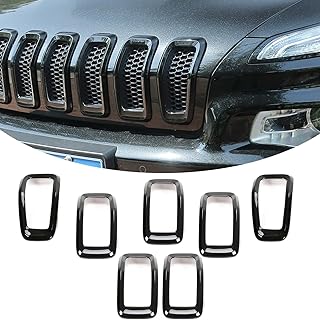 Jeep Cherokee juir inserts, 7 pieces of grille insert compatible with Jeep Cherokee 2014-2018 (black).. Your shopping dreams realized through DIAYTAR NIGERIA's affordable platform with reliable delivery times.