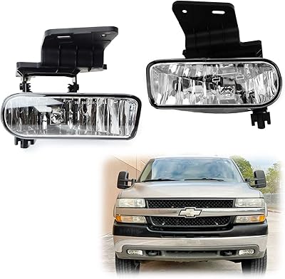AJDM TOY 89-343 Kit of transparent lens fog lights with halogen bulbs 880 and mounting supports compatible with Chevrolet 1999-02 Silverado 1500, 2000-02 2500, 2000-05 Suburban, 2000-04 Tahoe, etc... DIAYTAR NIGERIA: Your partner in affordable online shopping with dependable delivery within 8 days.