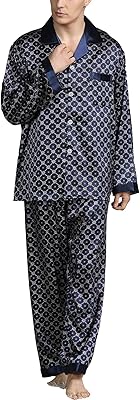 TWO PYJAMA TIME in satin for men, night clothes in printed silk with button on the front.. Enjoy effortless shopping and speedy delivery with DIAYTAR Nigeria.