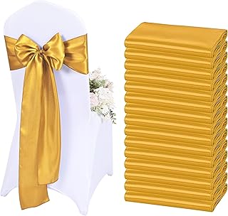 Leiko 60 pieces chair covers in golden satin chair decorations with wedding reception house house kitchen (gold, 7 x 108 inches).. DIAYTAR NIGERIA connects your desires with reality through our affordable e-commerce platform and quick delivery.