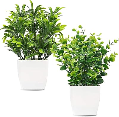 Mini artificial plants in plastic pot, eucalyptus leaves, for the decoration of the house, the office, 2 rooms.. Your favorite brands are just a click away on DIAYTAR Nigeria.