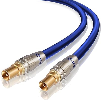 3 -meter HDTV antenna cable | TV antenna cable | Freeview Premium Coaxial Cable | Connectors: Coaxial male to coaxial male | For UHF/RF televisions, VCRs, DVD players and DVR | Ibra Blue Gold.. DIAYTAR NIGERIA delivers what you want at prices you'll love, all within 5-8 days nationwide.