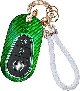 True fiberglass keyplace cover for Mercedes Benz, T-Carbon keychain protector with keychain for benz class g class g class E S350 S400 S500 S500 C260 2020-2022 Shiny sequined key, green.. DIAYTAR NIGERIA revolutionizes online retail with our vast selection and cost-effective delivery options.