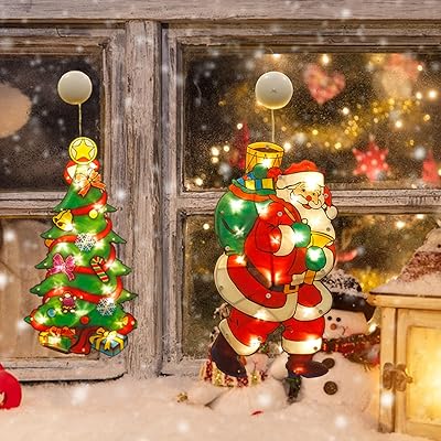 Focatin 3 -piece Christmas window bright silhouette illuminates the father's tree with hook.. DIAYTAR NIGERIA brings retail convenience to your screen with affordable prices and dependable shipping.