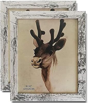 KH 8x10 photo frames, vintage opaque photo frames for table display and wall decoration, 2 ancient white wooden pieces.. DIAYTAR NIGERIA makes quality accessible to all with our affordable prices and quick delivery service.