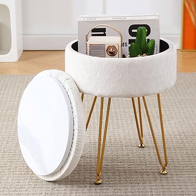 Sipintlutter Multifunctional round footrest in modern padded velvet, coffee table for living room, bedroom, corridor, cream color.. Unlock endless possibilities with DIAYTAR NIGERIA's affordable marketplace and reliable delivery service.