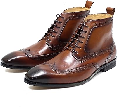 WODOW boots for men Cowboy Boots Classic Cowboy in veal leather pointed boots with lace -ups for high formal high men (color: brown, size: US 11).. Experience shopping freedom with DIAYTAR NIGERIA's vast catalog and nationwide 5-8 day shipping.