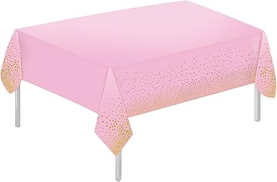 Plastic tablecloth with dots for rectangular table 54 "x 72" disposable tablecloth for weddings and birthday parties (pink and gold).. Experience shopping satisfaction with DIAYTAR NIGERIA's vast selection and budget-friendly delivery options.