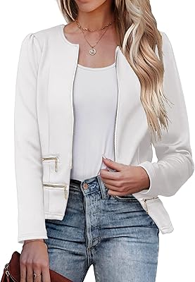 Short open jacket with zipper on the front for women, relaxed round neck jacket for the office.. Why pay more? DIAYTAR Nigeria gives you the best for less.