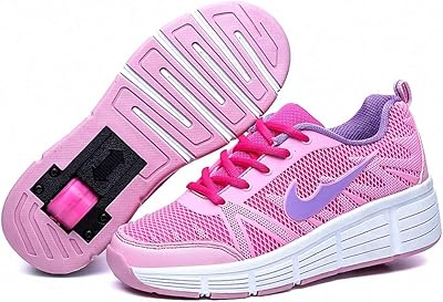Unisex retractable roller skate shoes, wheeled roller skates, invisible push button, suitable for adults and children, pink color, size 33.. Big savings, small wait times — shop now at DIAYTAR Nigeria.