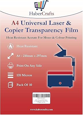 Transparent film Universal Laser A4 OHP, Transparent papers for Laser Printer, Acetate film, Retroprojettector, Transparents of Graphic Design, Printable Printable Printable Drying of 120 Microns (10 sheets).. DIAYTAR NIGERIA: Making online shopping accessible with affordable prices and nationwide delivery service.