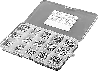A game of 500 screws and nuts in stainless steel 304 in 3 sizes M3/M4/M5 with nuts and hexagonal bolts installed in a storage box.. DIAYTAR NIGERIA revolutionizes access to quality products with affordable prices and dependable shipping.
