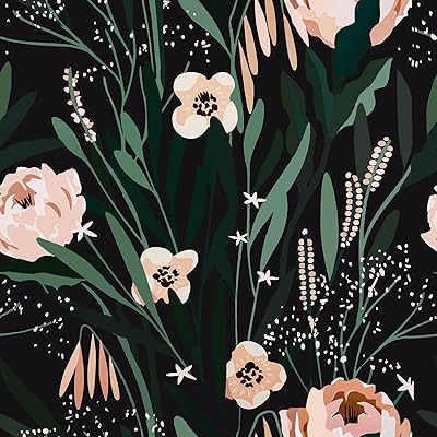 Varypaper self-adhesive wallpaper with pink flowers, black floral contact paper, 44.5 cm x 800 cm, plastic sticky back for furniture, vinyl lining paper, botanical wall art for the living room, worktop, vinyl coating.. Experience the ease of modern shopping with DIAYTAR NIGERIA's diverse marketplace delivered promptly.