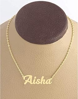 21 -carat gold plated necklace with the name of Aisha, gold plated, without precious stones.. DIAYTAR NIGERIA: Your affordable gateway to thousands of products delivered promptly nationwide.