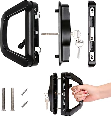 Set of sliding door handles with key cylinder and mortise lock, sliding glass door lock set for door thickness from 0.75 "to 1.4", 4-15/16 "screw holes, reversible design, black.. DIAYTAR NIGERIA connects you with thousands of products at competitive prices, delivered within a week.