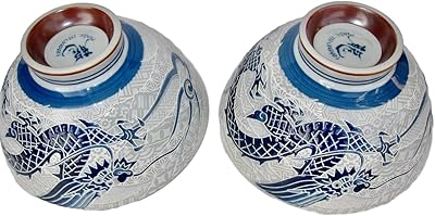 Set of Japanese rice bowls, set of authentic rice bowls, Shawan ceramics, set of 2 Blue Dragon Bols from Japan.. DIAYTAR NIGERIA combines affordability, variety, and convenience with nationwide delivery services.