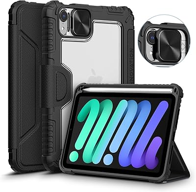 Nillkin shell for iPad Mini 6 2021, [Sliding camera cover, integrated shot holder] PU leather protective cover with standby/Automatic alarm clock - Black.. Experience shopping freedom with DIAYTAR NIGERIA's vast selection and 5-8 day nationwide delivery service.