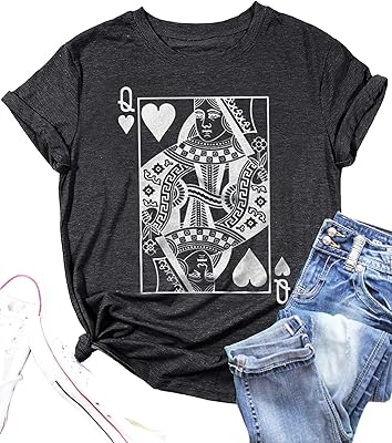 Queen of Hearts Vintage graphics t-shirt queen for women, short-sleeved lave shirts with printed letters.. DIAYTAR Nigeria: Great value, fast delivery, and endless options.