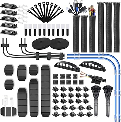 Cable management kit 288 pieces, 6 cable sleeves, 50 cord supports, 200 fixing fasteners, 10 zipped fastening supports, 2 car-adhesive cable ties, 10 reusable wire fasteners, 10 adhesive wall cable fasteners for TV, office, car.. Enjoy effortless shopping and speedy delivery with DIAYTAR Nigeria.