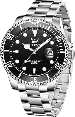 Olevs for men in stainless steel Large dial Watch with casual analog quartz display of the date and the day waterproof day.. DIAYTAR NIGERIA brings the market to your screen with thousands of affordable products delivered to your door.
