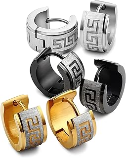 Kastwave Small Creole earrings in stainless steel for men, Creole earrings for women, 3 pairs of unique Greek keys, trendy jewelry gifts (silver, gold, black, 3 pairs), 1, sterling silver, garnet.. DIAYTAR NIGERIA: Where affordability meets variety, with thousands of products delivered in less than 8 days.