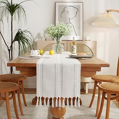 Rustic embroidered fringe made by hand, 72 "long, for the end of year celebrations, weddings and dining room decorations, 13 x 72" - Ivory.. Join thousands of satisfied shoppers on DIAYTAR Nigeria.
