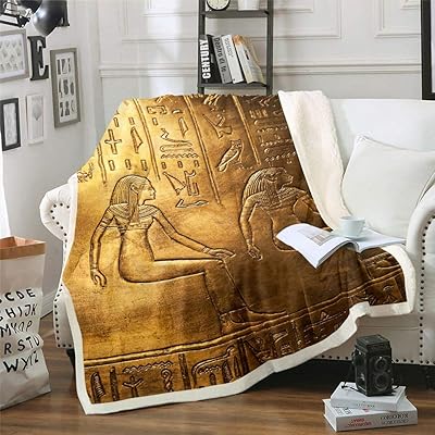 Sherpa coverage with Egyptian golden print, old -style Egyptian style polar cover, hieroglyphic motif, for children, adults and men, mysterious coverage of Egyptian civilization, decoration of children's sofa, 30 "x 40".. Shop local, shop fast — DIAYTAR Nigeria delivers across the country.
