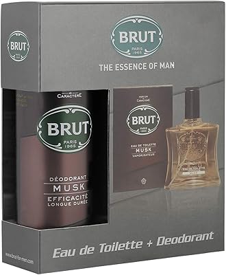 Brut musk perfume for men, eau de toilette 100 ml + spray deodorant, 200 ml, pak combo.. Shop with purpose at DIAYTAR NIGERIA and receive your purchases at unbeatable prices within the week.