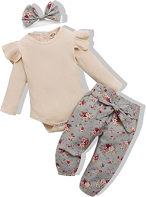 Clothing for newborn girl, baby baby and pants with flowery ruffles, cute baby girl clothes set.. Unlock access to a wide range of products with DIAYTAR NIGERIA's affordable e-commerce platform.