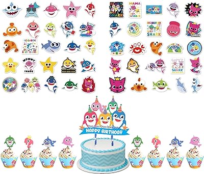 Baby birthday party supplies Shark 83 pieces Bébé birthday decorations Shark decorations Cupcakes Baby Baby Party supplies.. DIAYTAR NIGERIA: Where every search leads to affordable products delivered promptly across Nigeria.