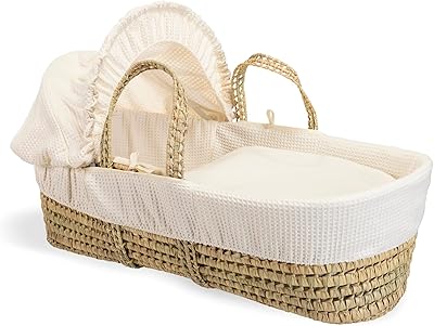 Moonlight | Waving palm basket | Natural palm for hand, with soft cotton bedding, hypoallergenic mattress and removable hood | cream.. DIAYTAR NIGERIA brings the market to your fingertips with affordable prices and swift delivery services.