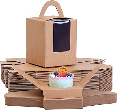 Brown cupcake boxes with 25 pieces with window insertion handle for wedding candy boxes (brown).. Fast, easy, and affordable — that’s shopping the DIAYTAR Nigeria way.