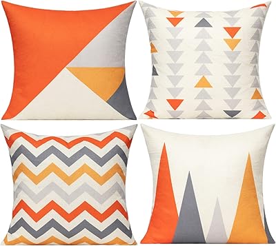 Vacado Orange Cushion Decorative Cushions, size 16 x 16, set of 4 rooms, modern decoration, simple and colorful mountain design for home decoration, patio chair, sofa... Your everyday shopping destination, DIAYTAR NIGERIA offers quality and value delivered within days.
